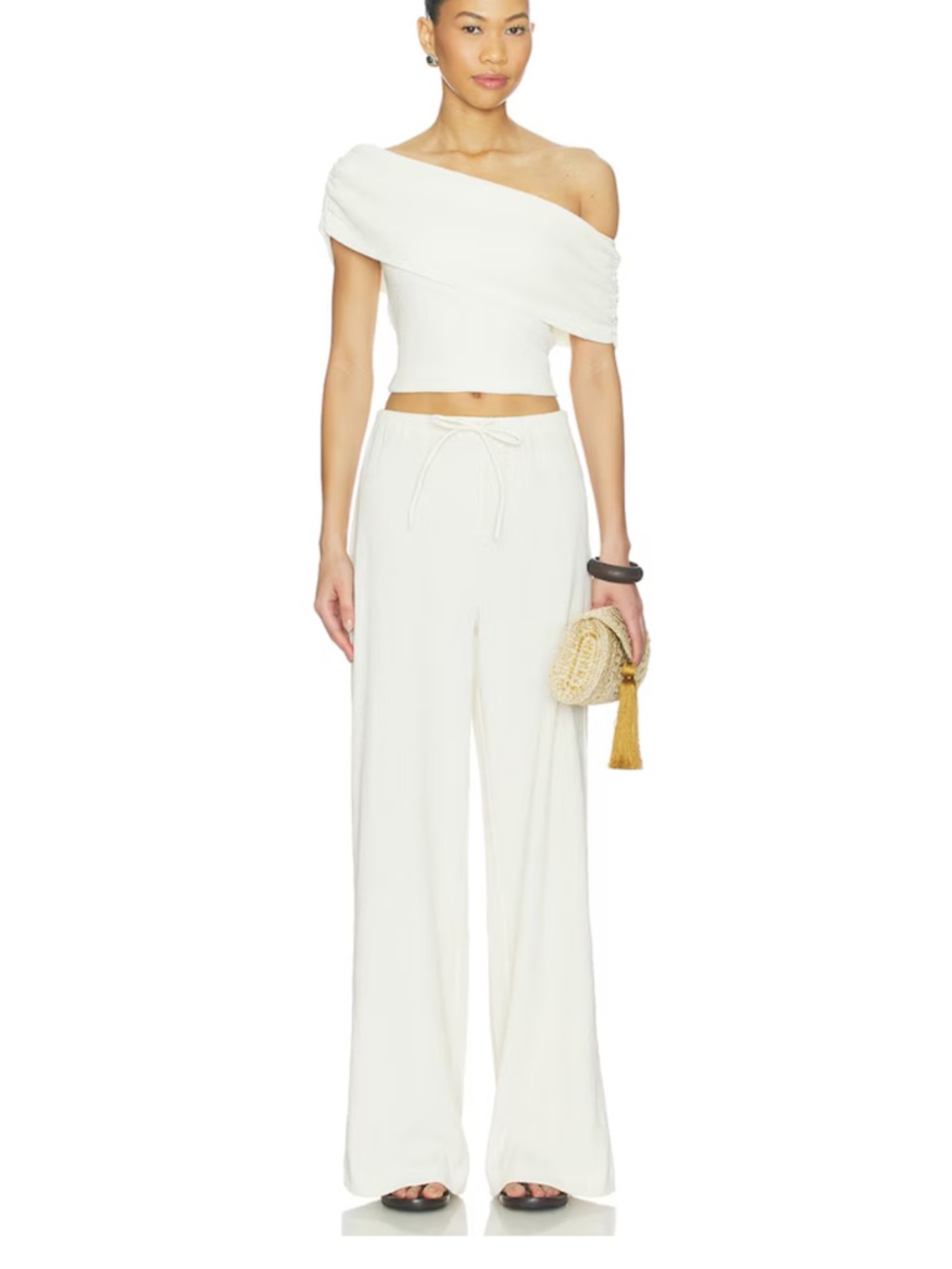 REVOLVE Wide-Leg Drawstring Pants in Cream